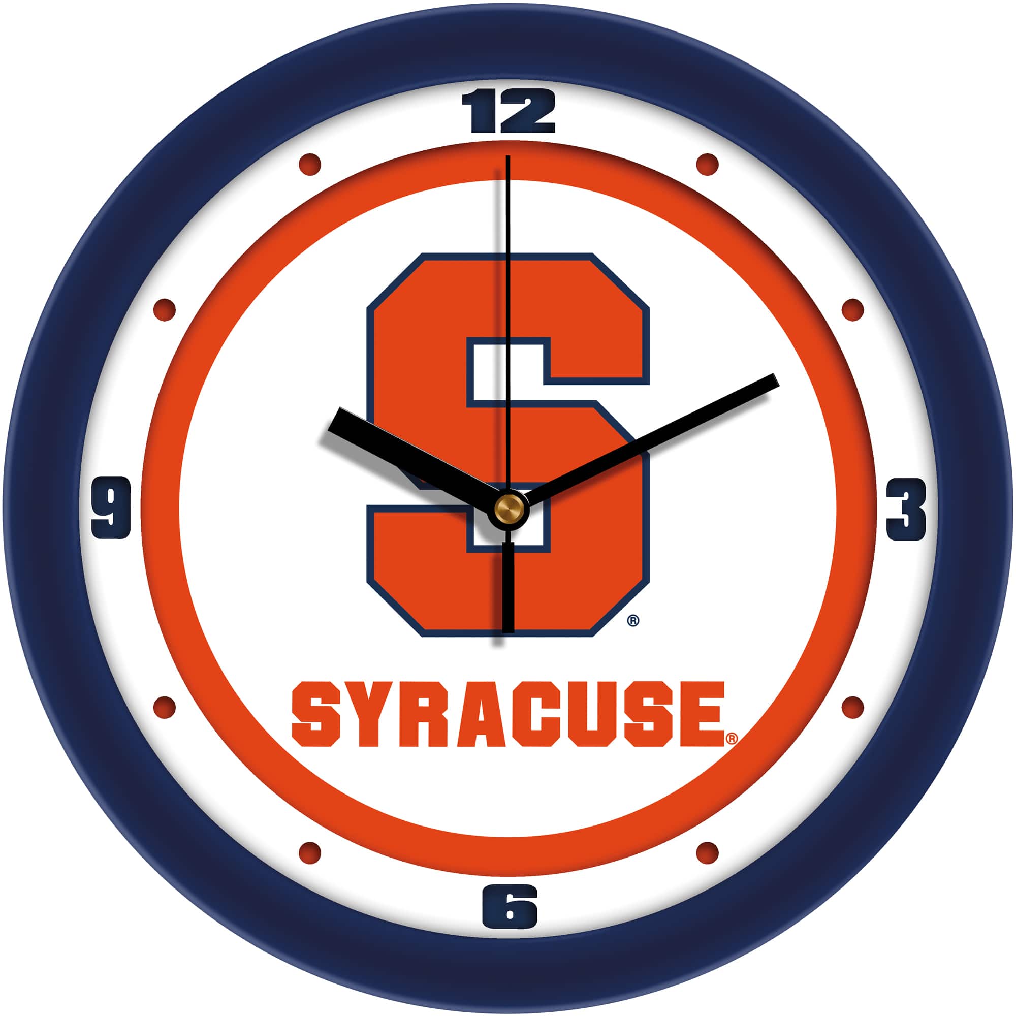 MpDirect - Syracuse Orange 11.5'' Suntime Premium Glass Face Traditional Logo Wall Clock - Multicolor