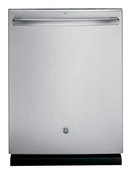 Front. GE - 24" Top Control Tall Tub Built-In Dishwasher with Stainless Steel Tub.