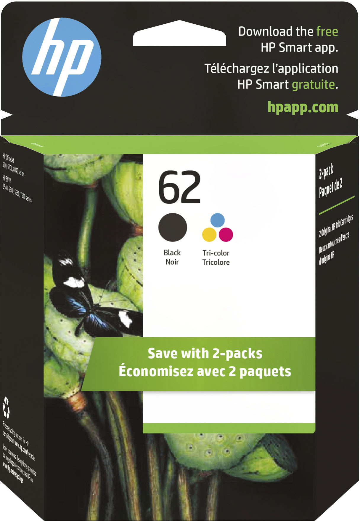 Pack 2 cartouches compatibles HP 62XL Pack de 2 cartouches compatible