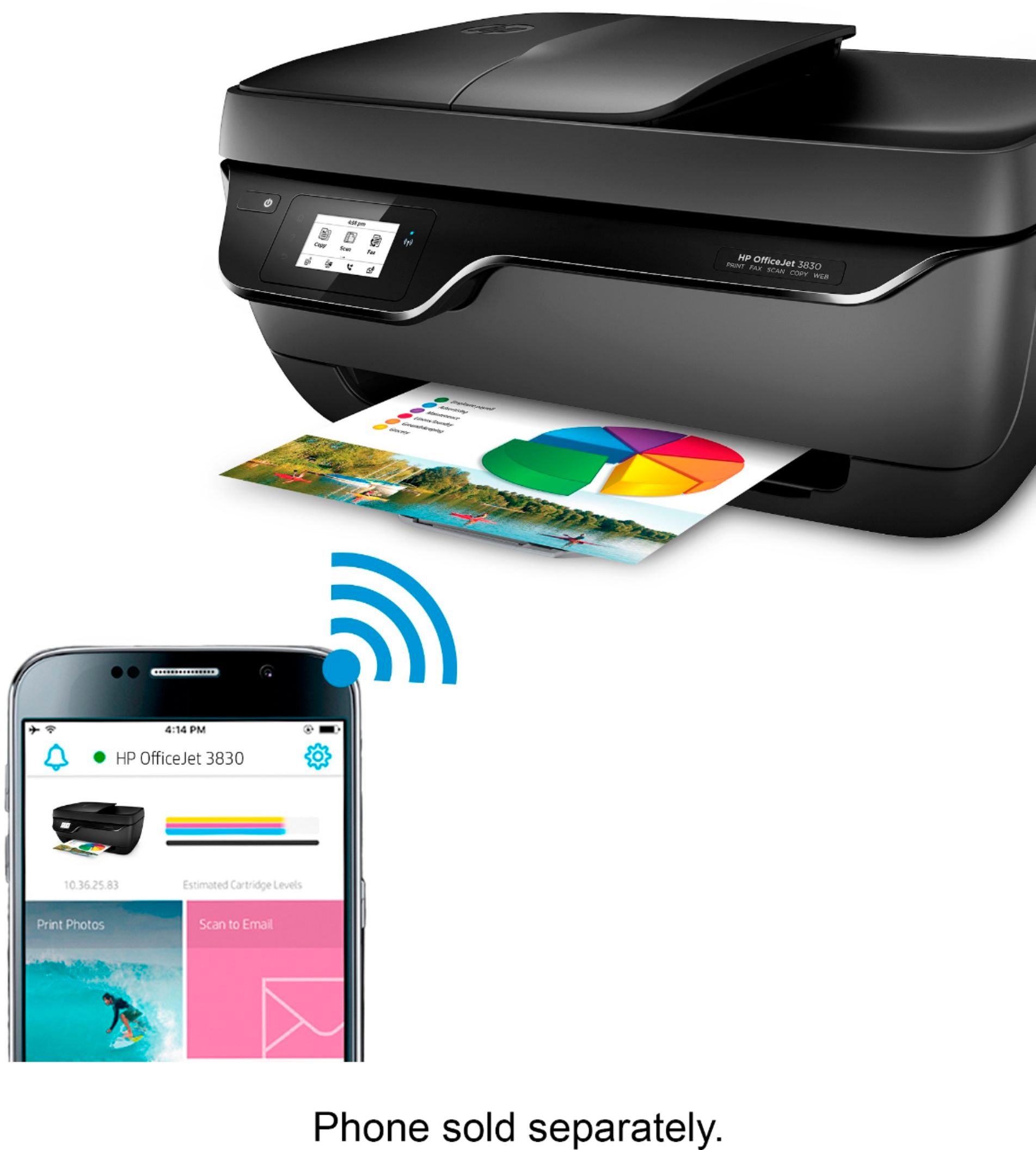 Best Buy: HP OfficeJet 3830 Wireless All-In-One Instant Ink Ready Inkjet Printer K7V40A#B1H