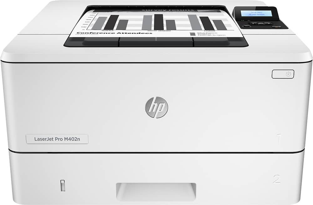 Front. HP - LaserJet Pro m402n Black-and-White Printer - Gray.