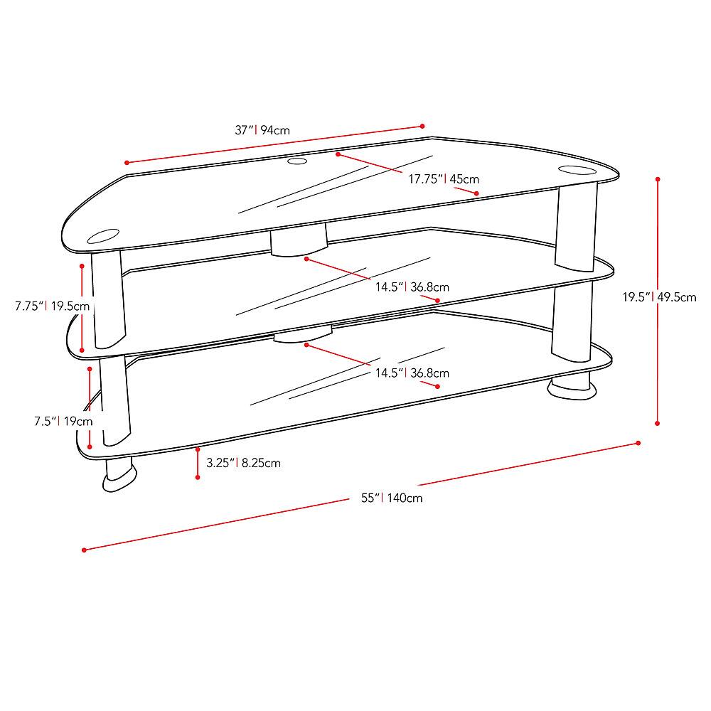 Alt View 11. CorLiving - Black Glass Corner TV Stand, for TVs up to 65" - Satin Black.