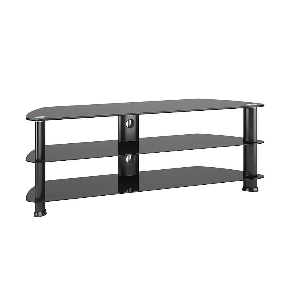 Alt View 35. CorLiving - Black Glass Corner TV Stand, for TVs up to 65" - Satin Black.