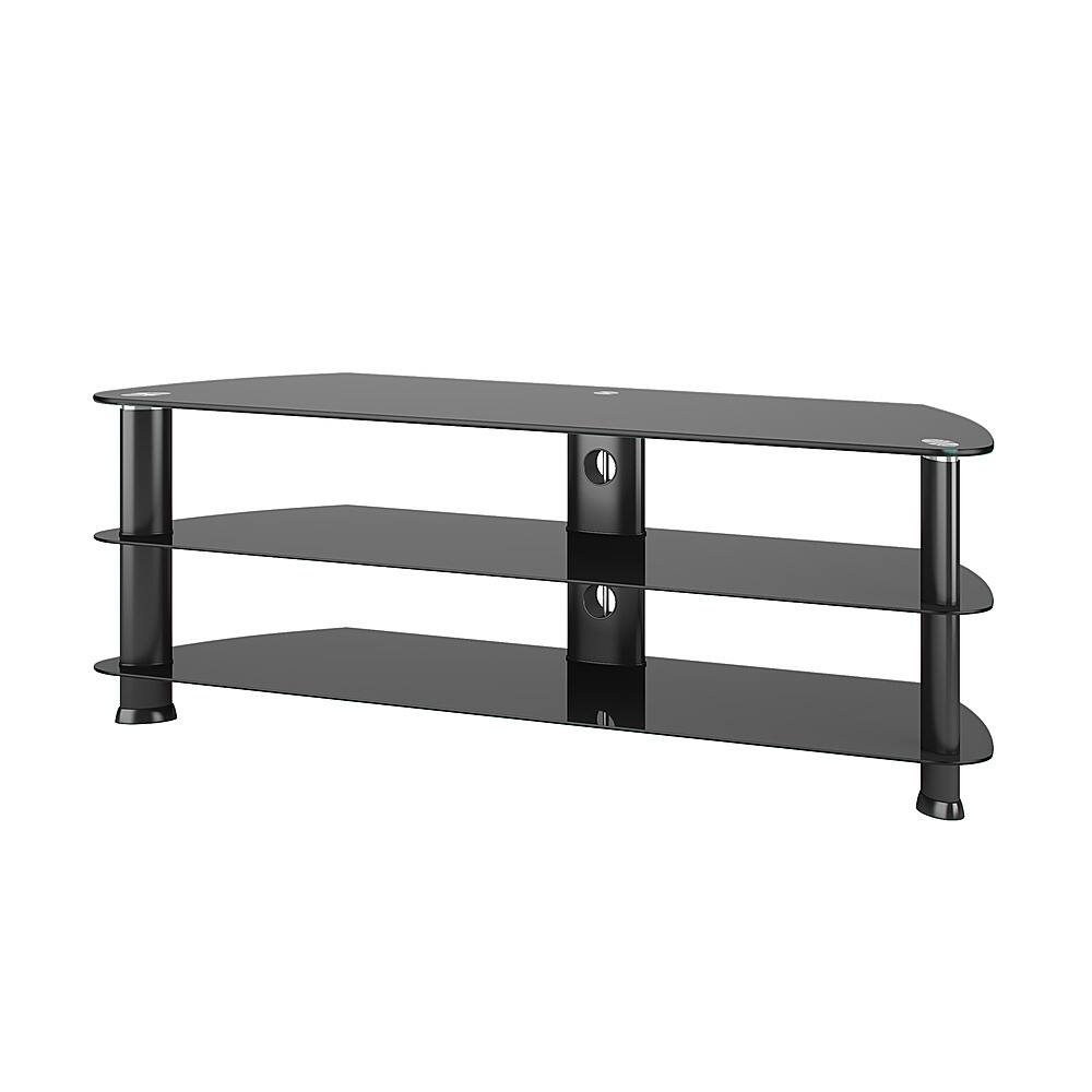 Alt View 33. CorLiving - Black Glass Corner TV Stand, for TVs up to 65" - Satin Black.