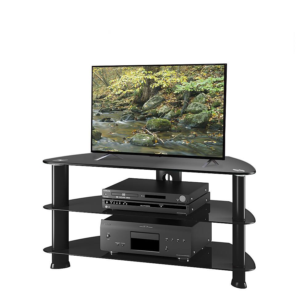 Left. CorLiving - Glass TV Stand, for TVs up to 43" - Satin Black.