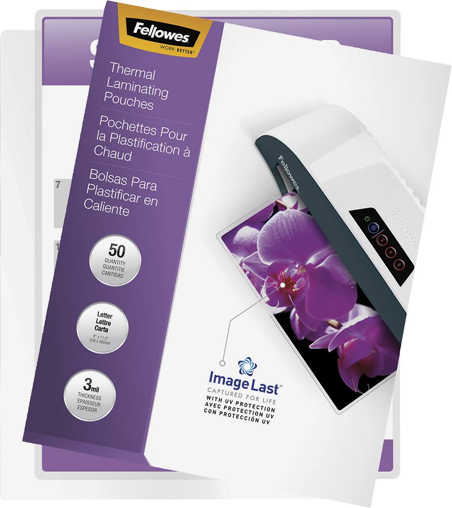 Front. Fellowes - ImageLast Laminating Pouches (50-Pack) - Clear.