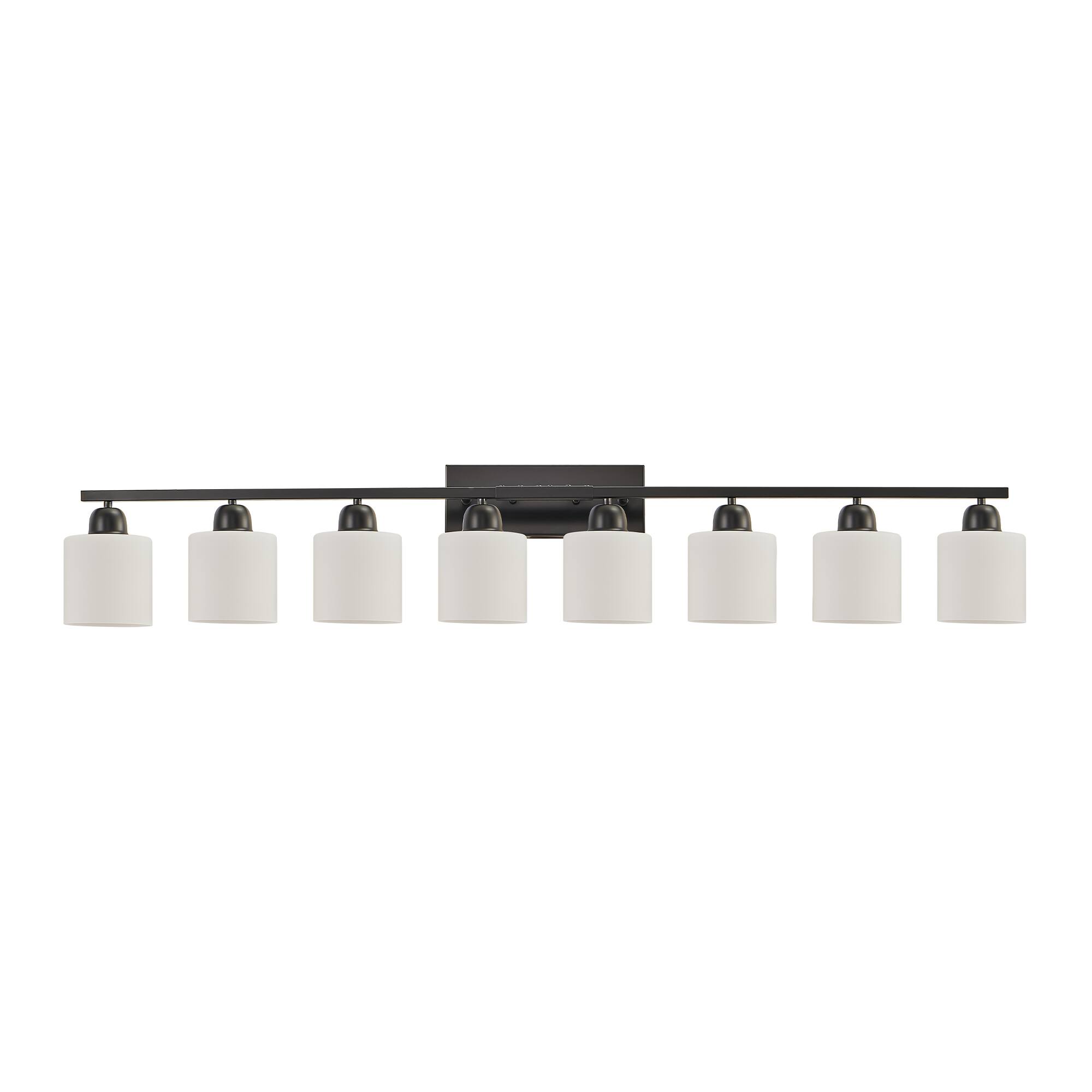 Alt View 3. HOMLUX - 51.57 in. 8 Lights Black LED Vanity Light Bar with Crystal Shade.