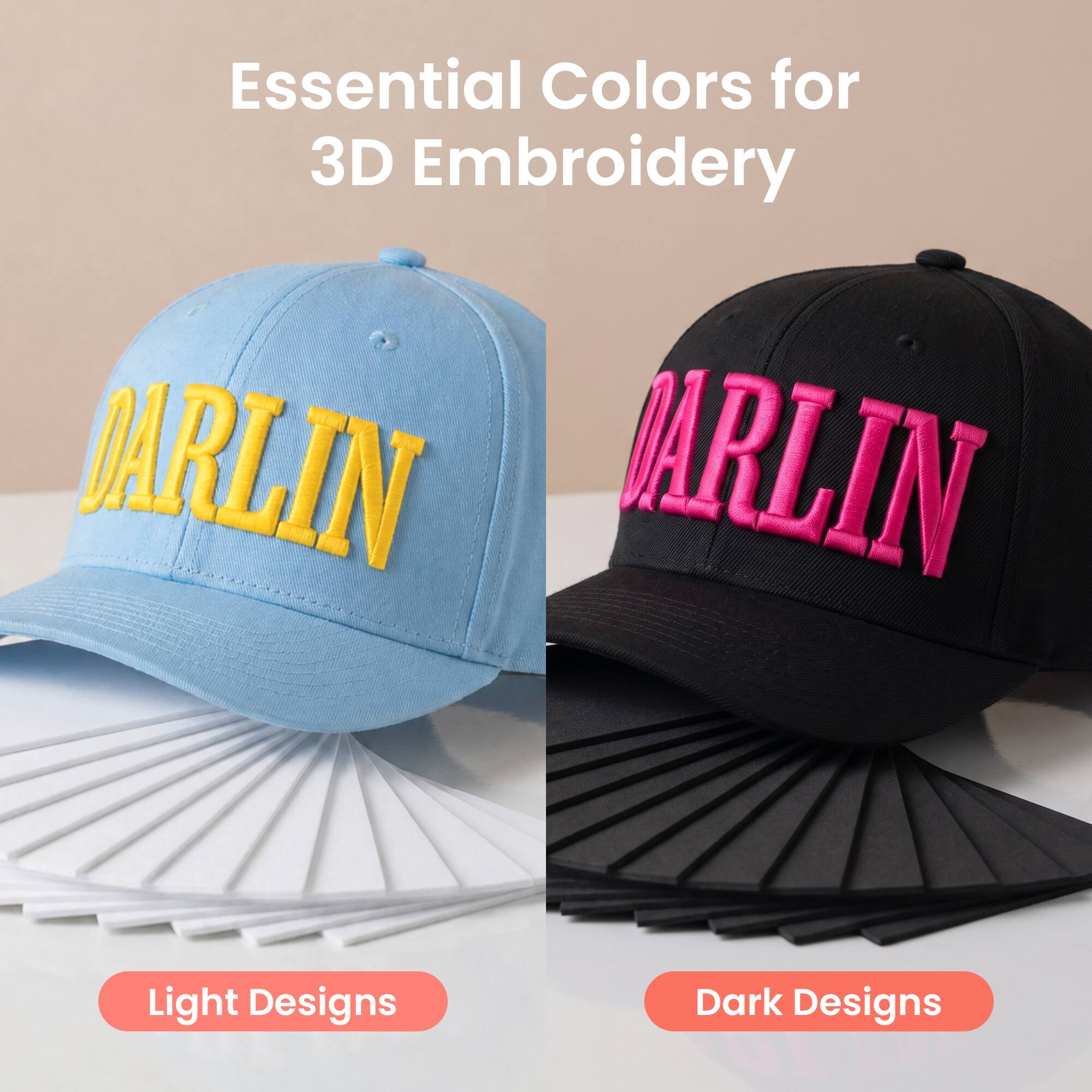 Essential Colors for 3D Embroidery

Light Designs

Dark Designs