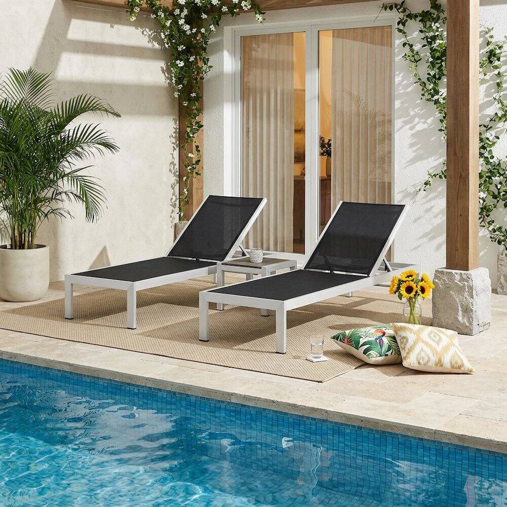 Angle. Outdoor Escape - Aluminum Outdoor Lounge Set With Sturdy Backrest And Spacious Seating - Black.