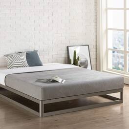 Hivvago - Queen size Modern Heavy Duty Low Profile Metal Platform Bed Frame - Silver