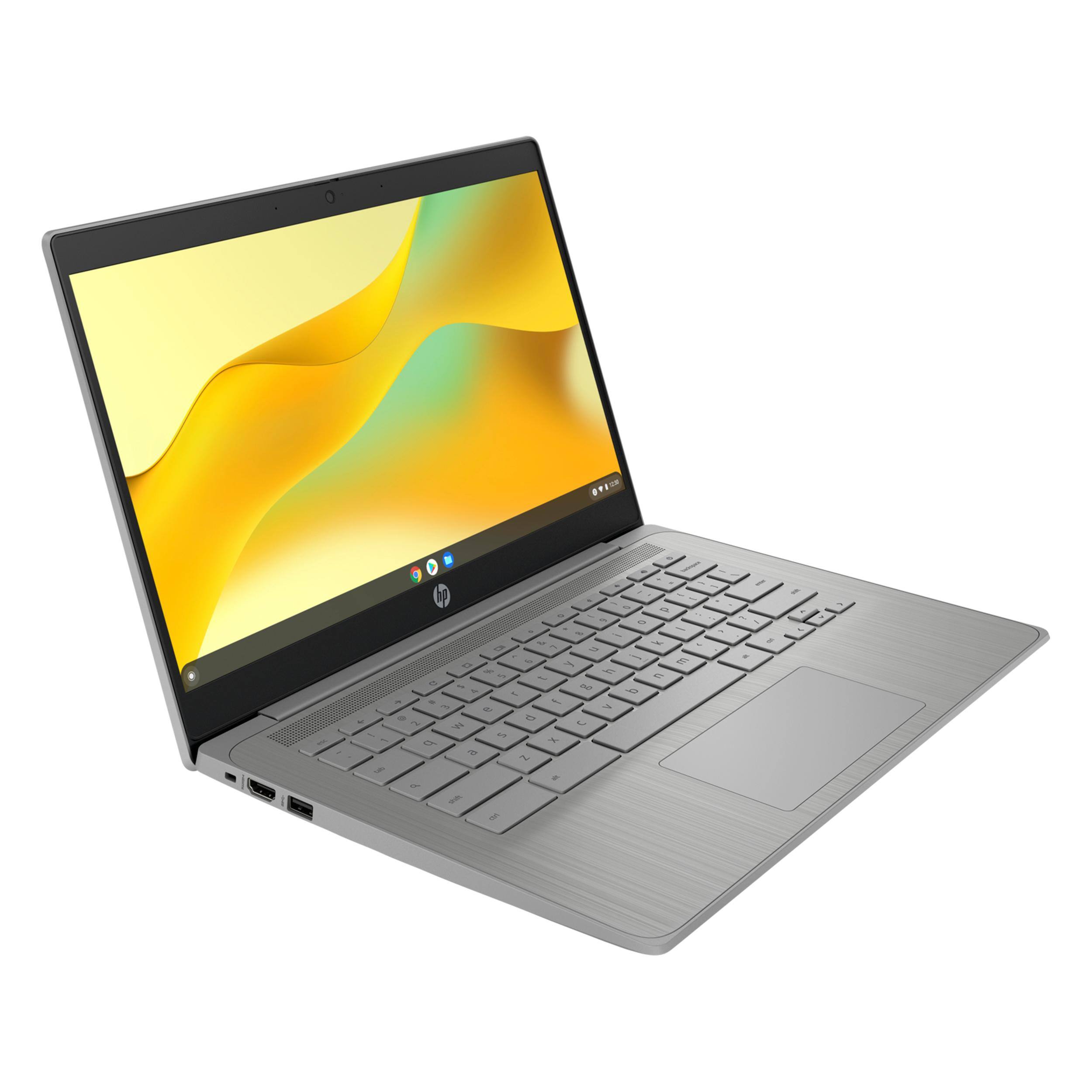Alt View 3. HP - HP Chromebook 14" HD Laptop,Intel Celeron N4500,4GB LPDDR4,64GB eMMC,UHD Graphics,Chrome OS,Gray - Gray.