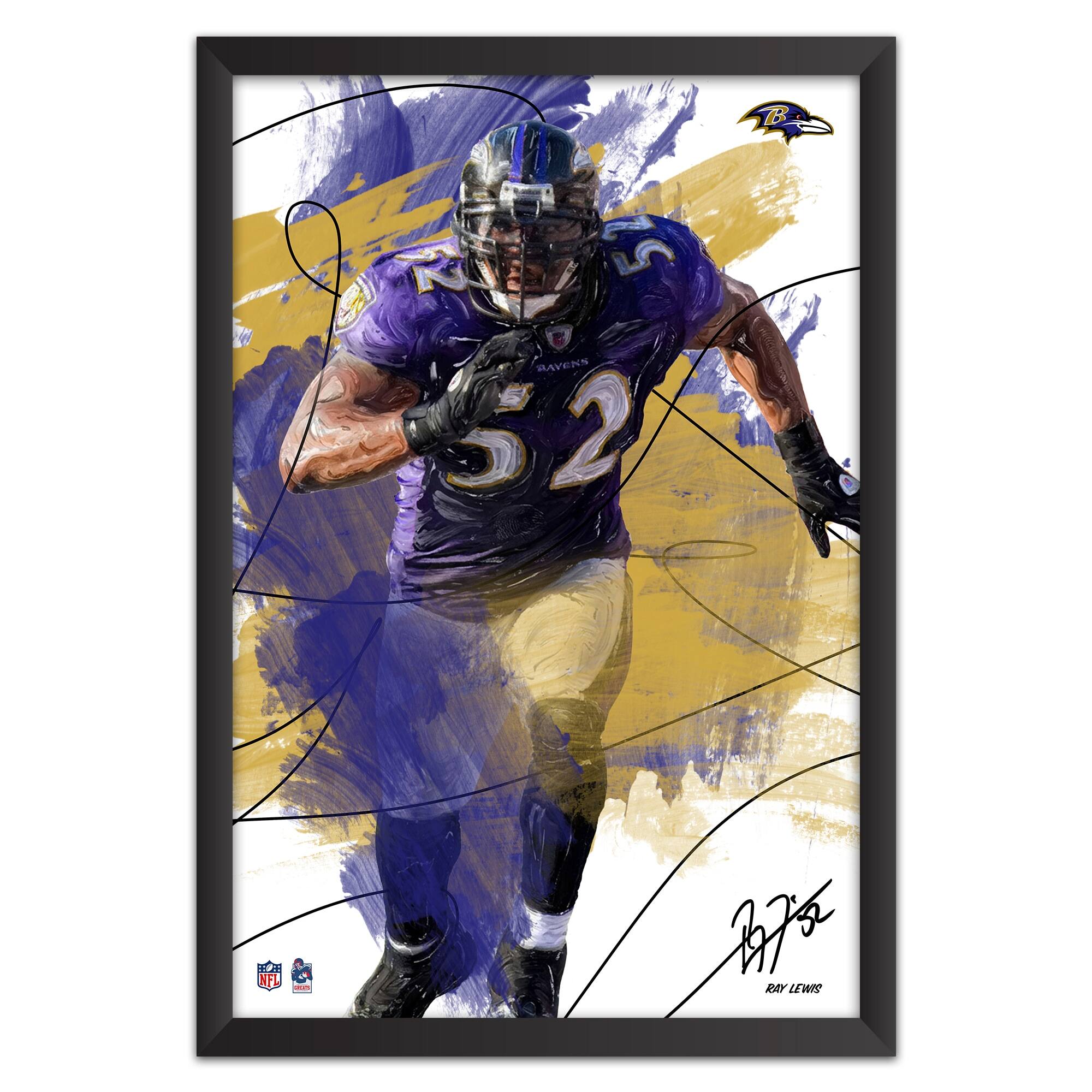 Ray Lewis Baltimore Ravens 14" x 20" Brush Stroke Player Framed Art Print