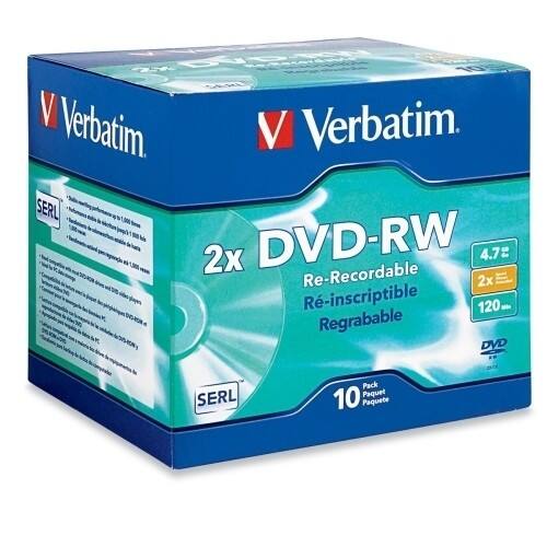 Front Standard. Verbatim - DVD Rewritable Media - DVD-RW - 2x - 4.70 GB - 10 Pack Jewel Case.