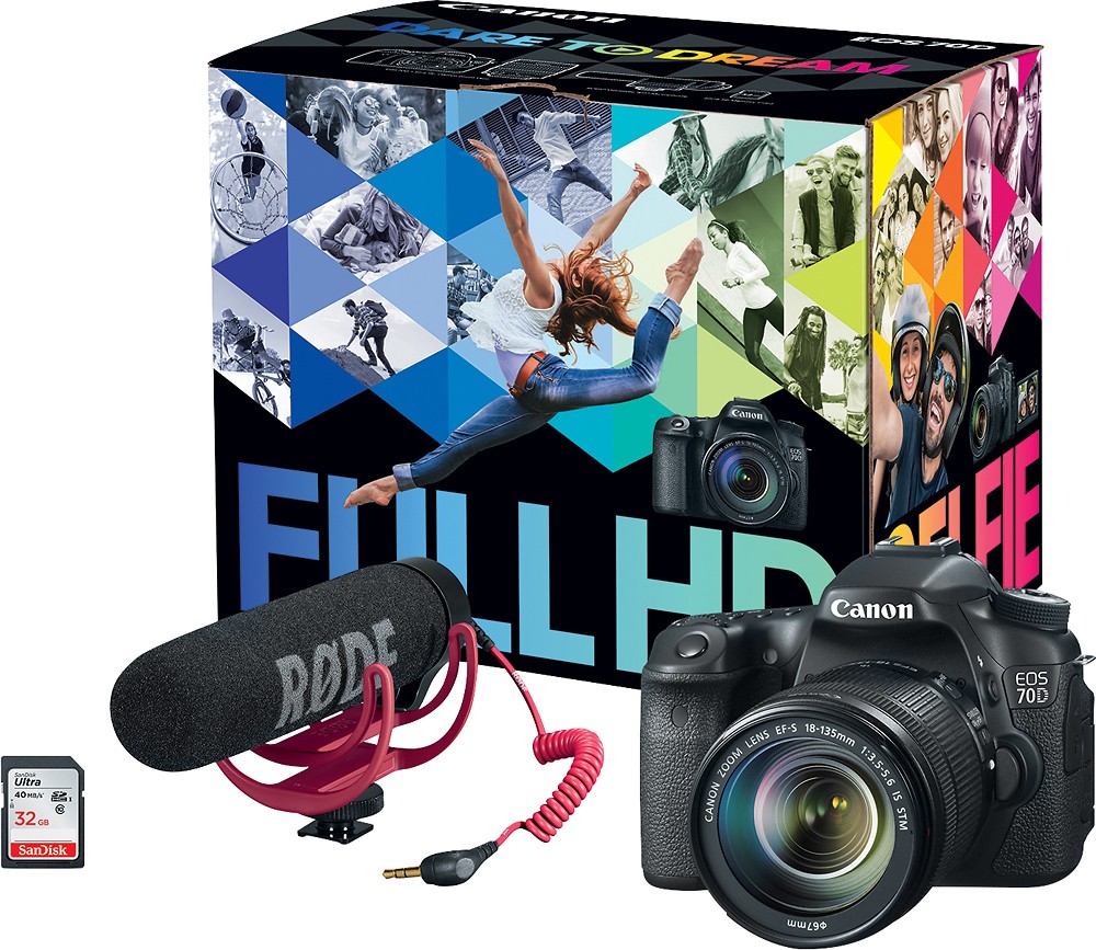 Best Buy: EOS 70D DSLR Camera with EF-S 18-135mm STM Lens Video Creator Kit Black 8469B155