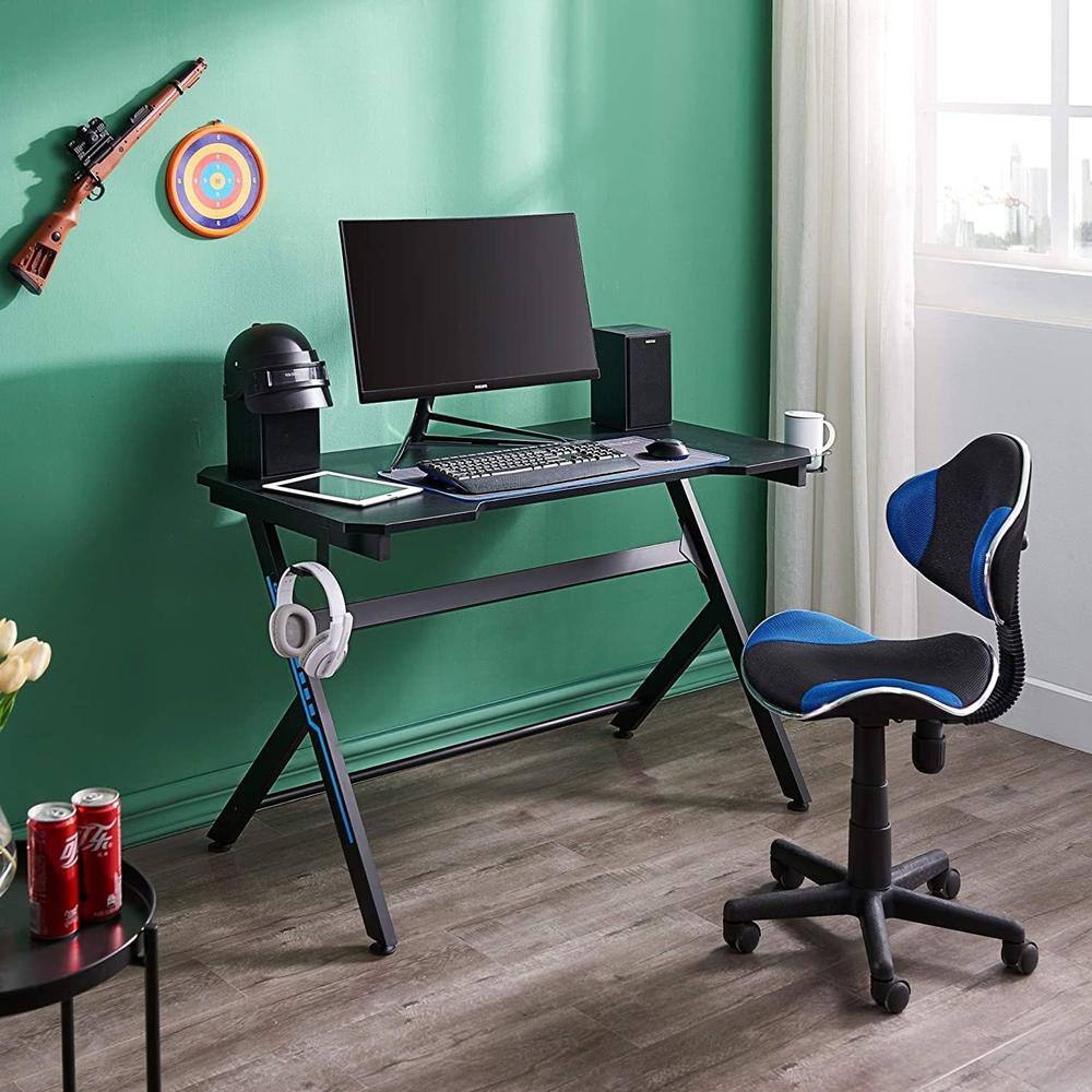 Back. JJS - 48" Home Office Gaming Computer Desk - Black/Red.
