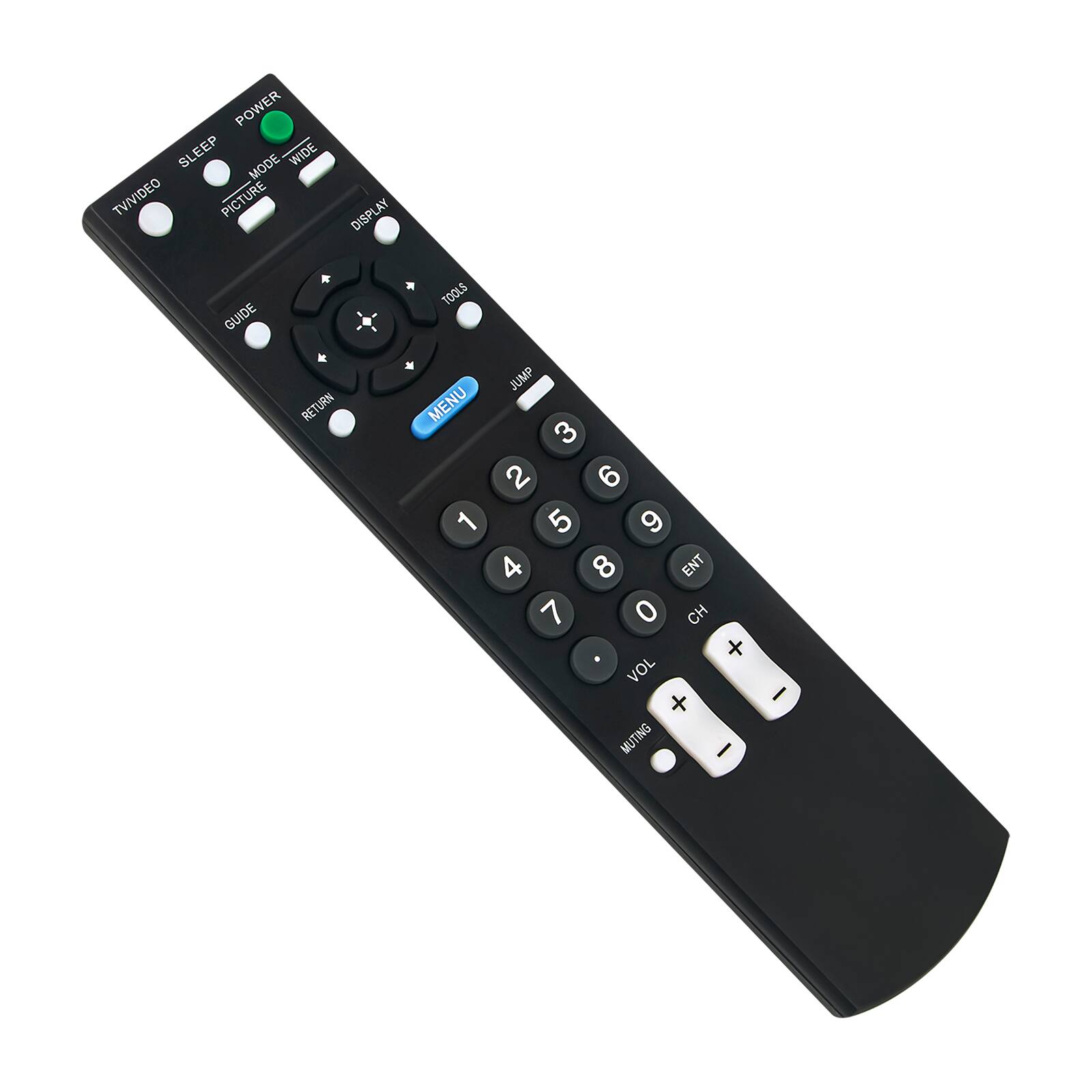 POWER SLEEP MODE WIDE TV/VIDEO PICTURE DISPLAY GUIDE TOOLS RETURN JUMP MENU 3 2 6 1 5 9 4 8 ENT 7 0 CH + VOL + MUTING