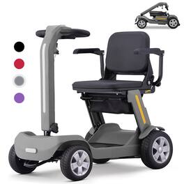Hover Heart - 4-Wheel Foldable Electric Travel Scooter for Adults, Compact Portable Scooter with 300 lbs Capacity - Gray