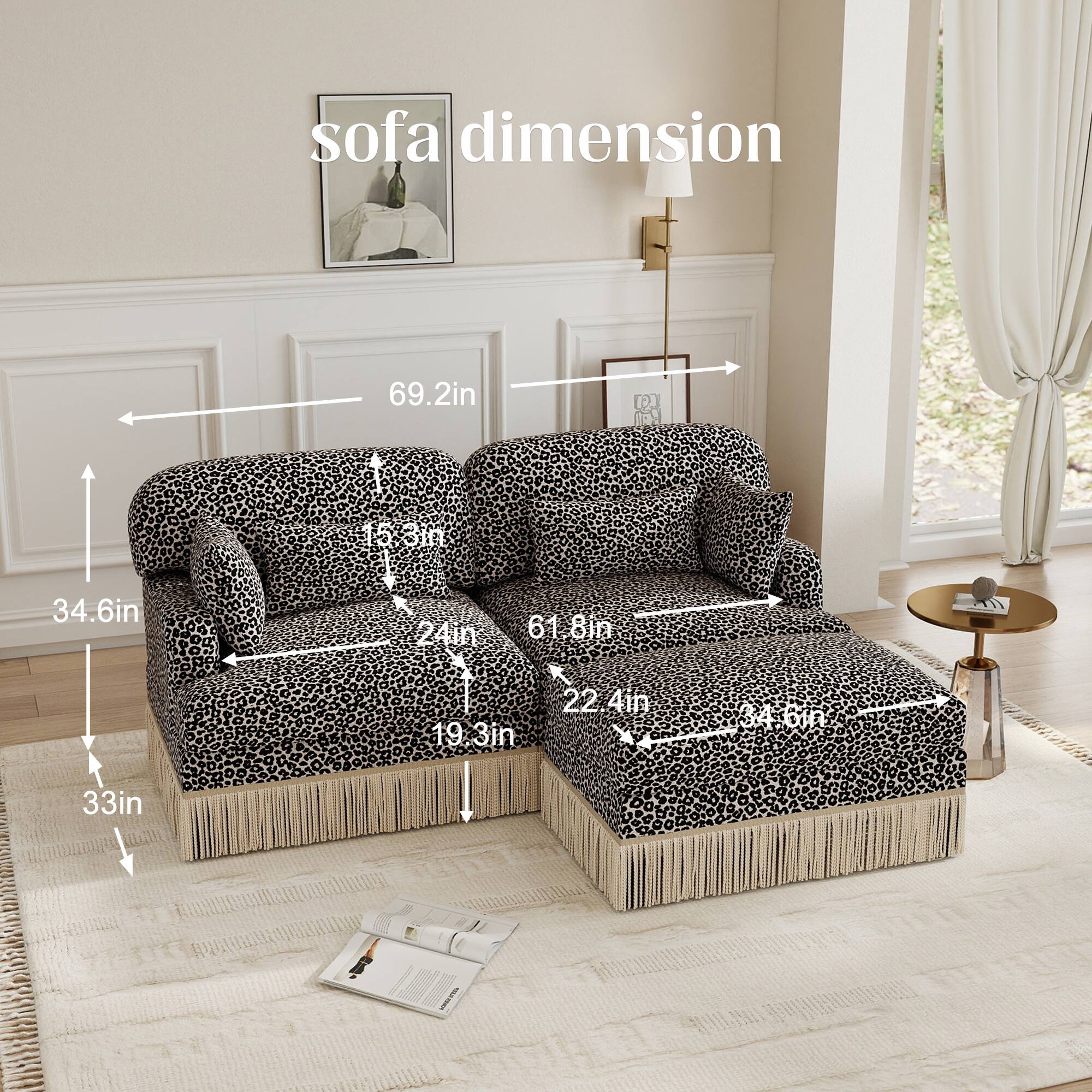 sofa dimension 69.2in LG mS 15.3in 34.6in 2 24in 61.8in 19.3in 22.4in 64.6in 33in
