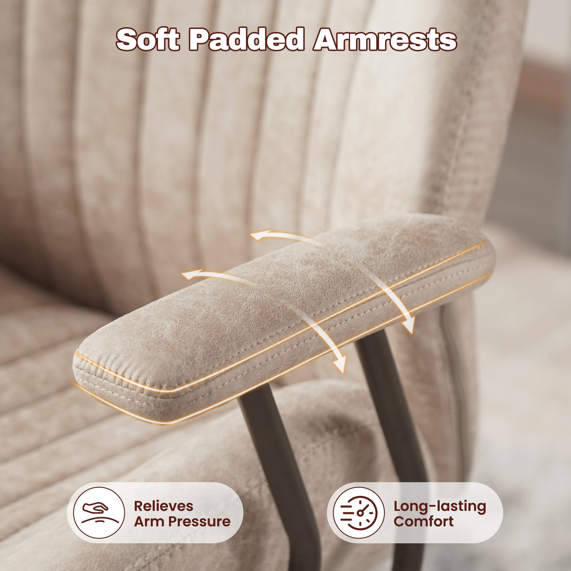 Soft Padded Armrests Relieves Arm Pressure Long-lasting Comfort