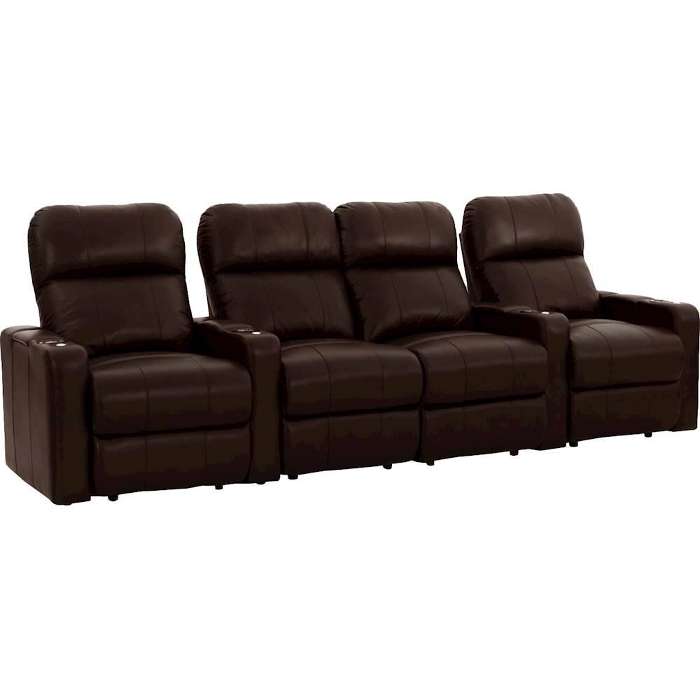 Front. Octane Seating - Turbo XL700 Straight 4-Seat Power Recline Home Theater Seating with Middle Loveseat - Brown.
