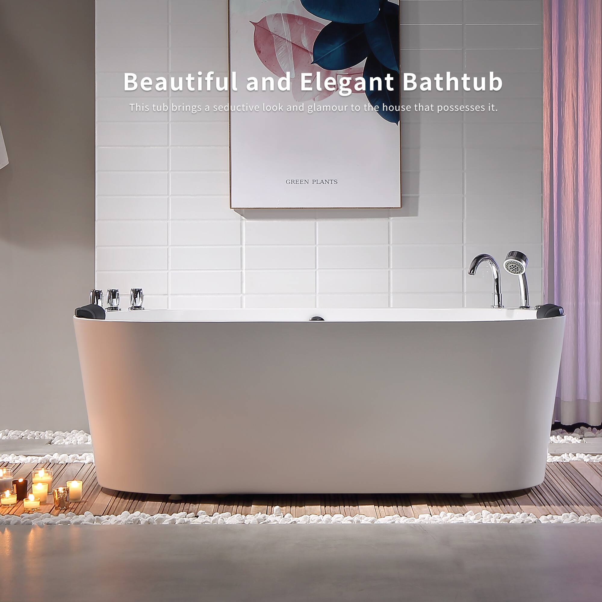 Beautiful and Elegant Bathtub  
This tub brings a seductive look and glamour to the house that possesses it.  
GREEN PLANTS