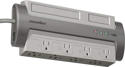 Front. Panamax - Premium 8-Outlet Surge Protector - Gray.