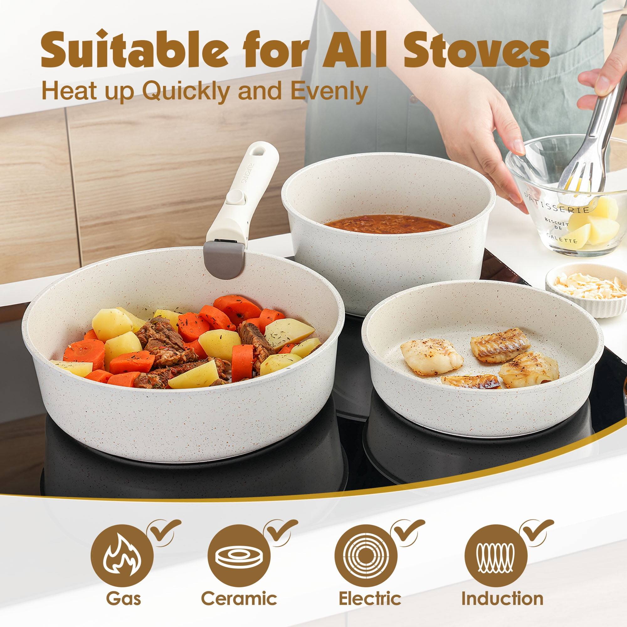 Suitable for All Stoves  
Heat up Quickly and Evenly

ISSERIE BESCUIT DE ALETTE

Gas  
Ceramic  
Electric  
Induction