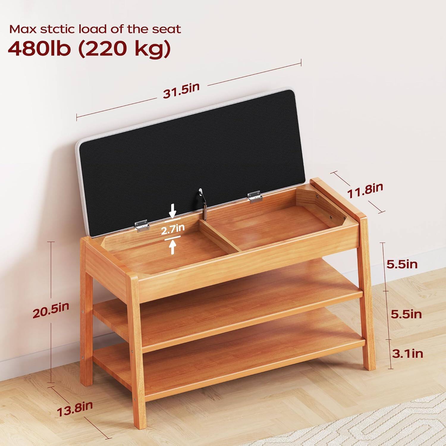 Max static load of the seat 480lb (220 kg)

31.5in
2.7in
11.8in
5.5in
20.5in
5.5in
3.1in
13.8in