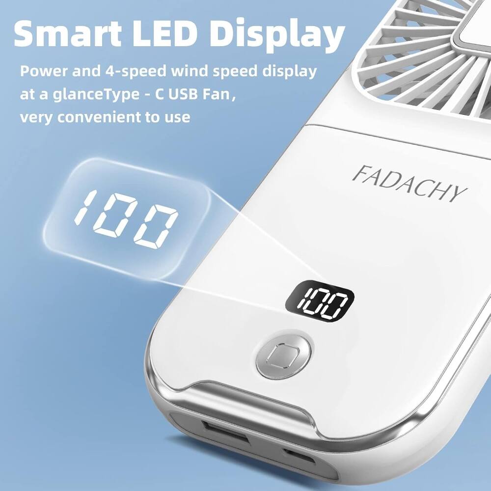 Smart LED Display  
Power and 4-speed wind speed display at a glance  
Type - C USB Fan, very convenient to use  
FADACHY