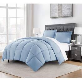 Hivvago - Queen Size Reversible Microfiber Down Alternative Comforter Set - Blue