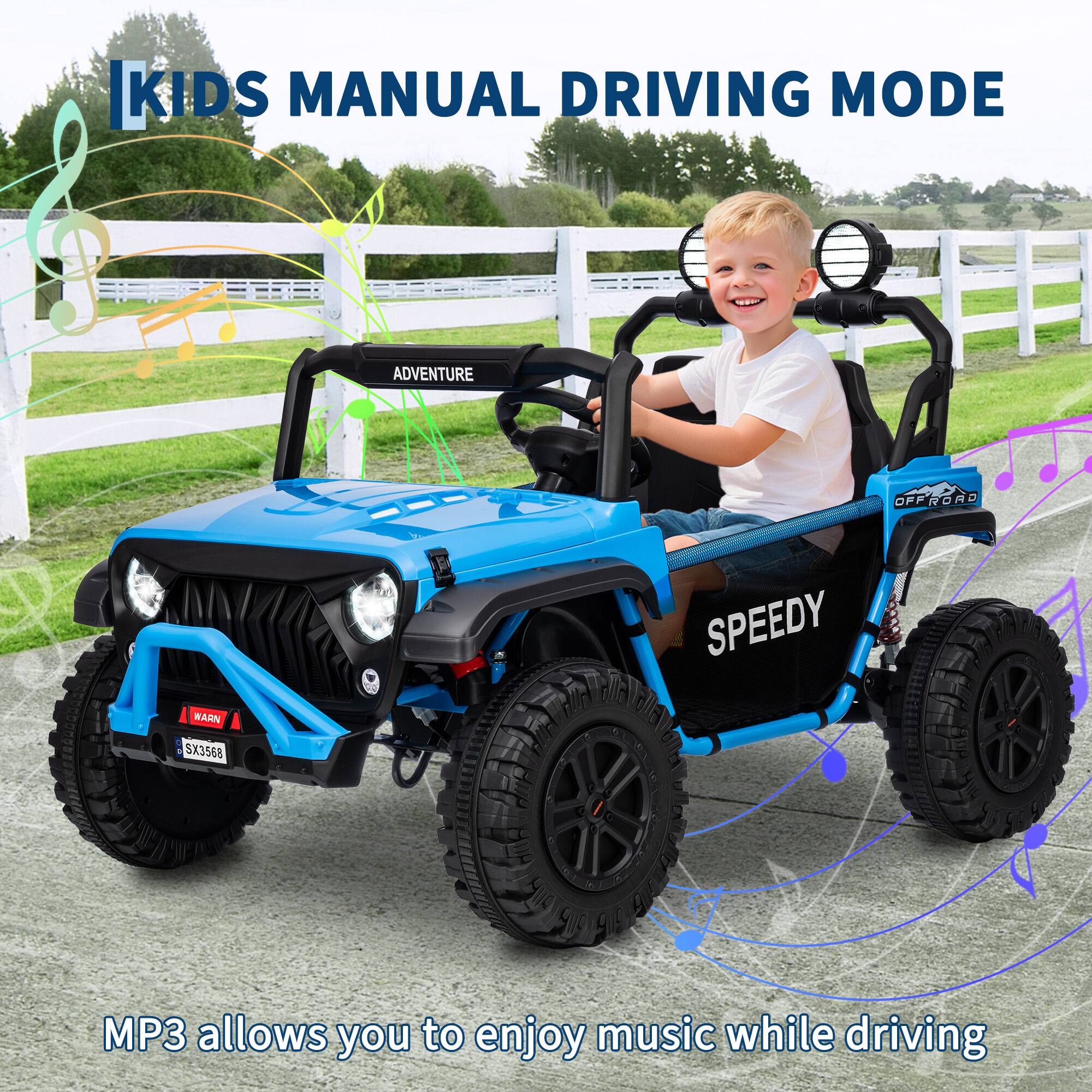 KIDS MANUAL DRIVING MODE

ADVENTURE

SPEEDY

MP3 allows you to enjoy music while driving