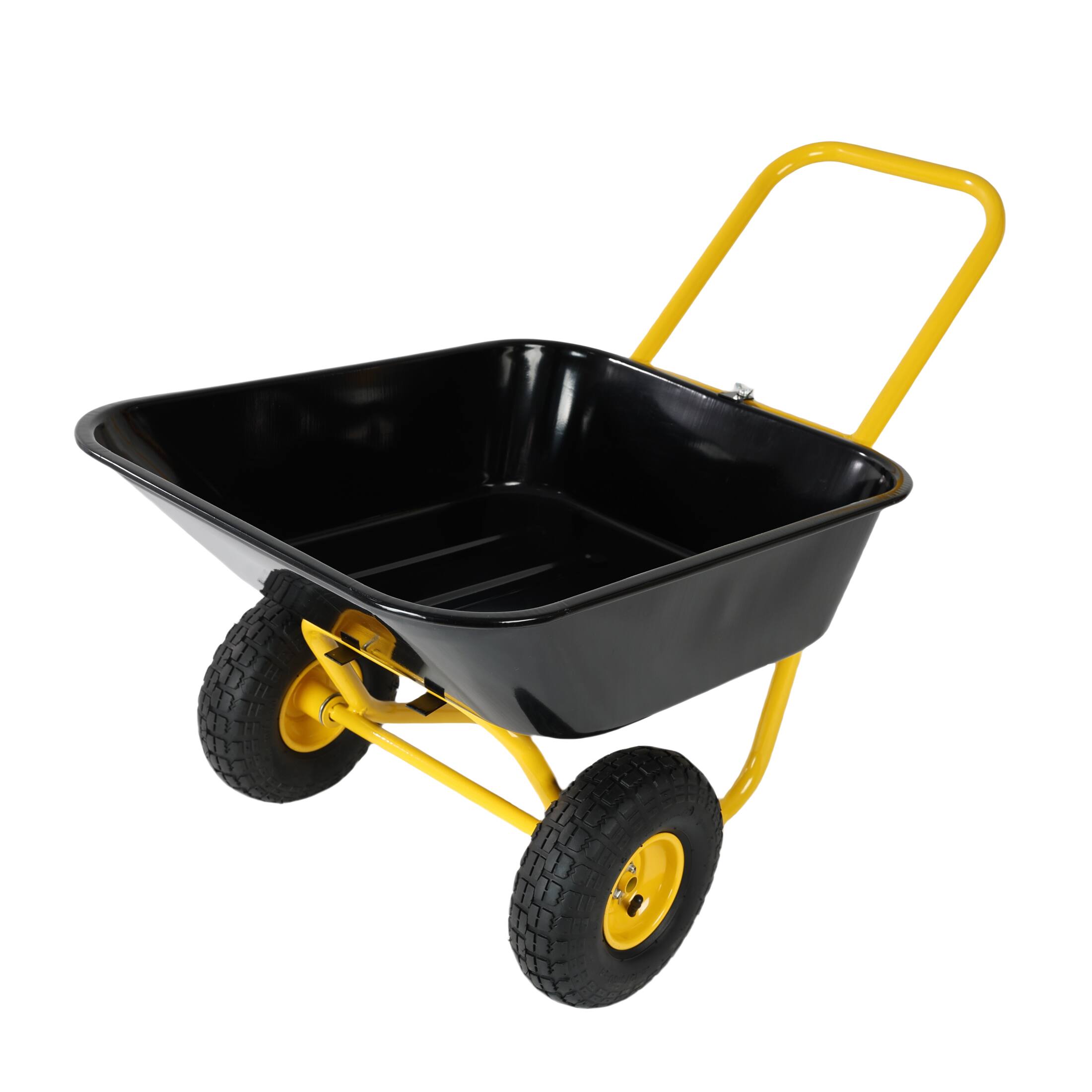 Alt View 2. APRILSOUL - Two-wheeled barrow garden cart 10-inch pneumatic wheels Yellow and Black - Yellow+Black.