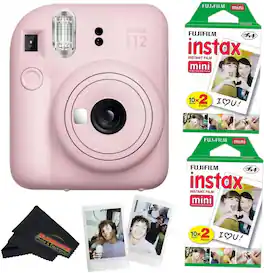 Fujifilm - Instax Mini 12 Instant Camera (40 Sheets) Bundle - Blossom Pink