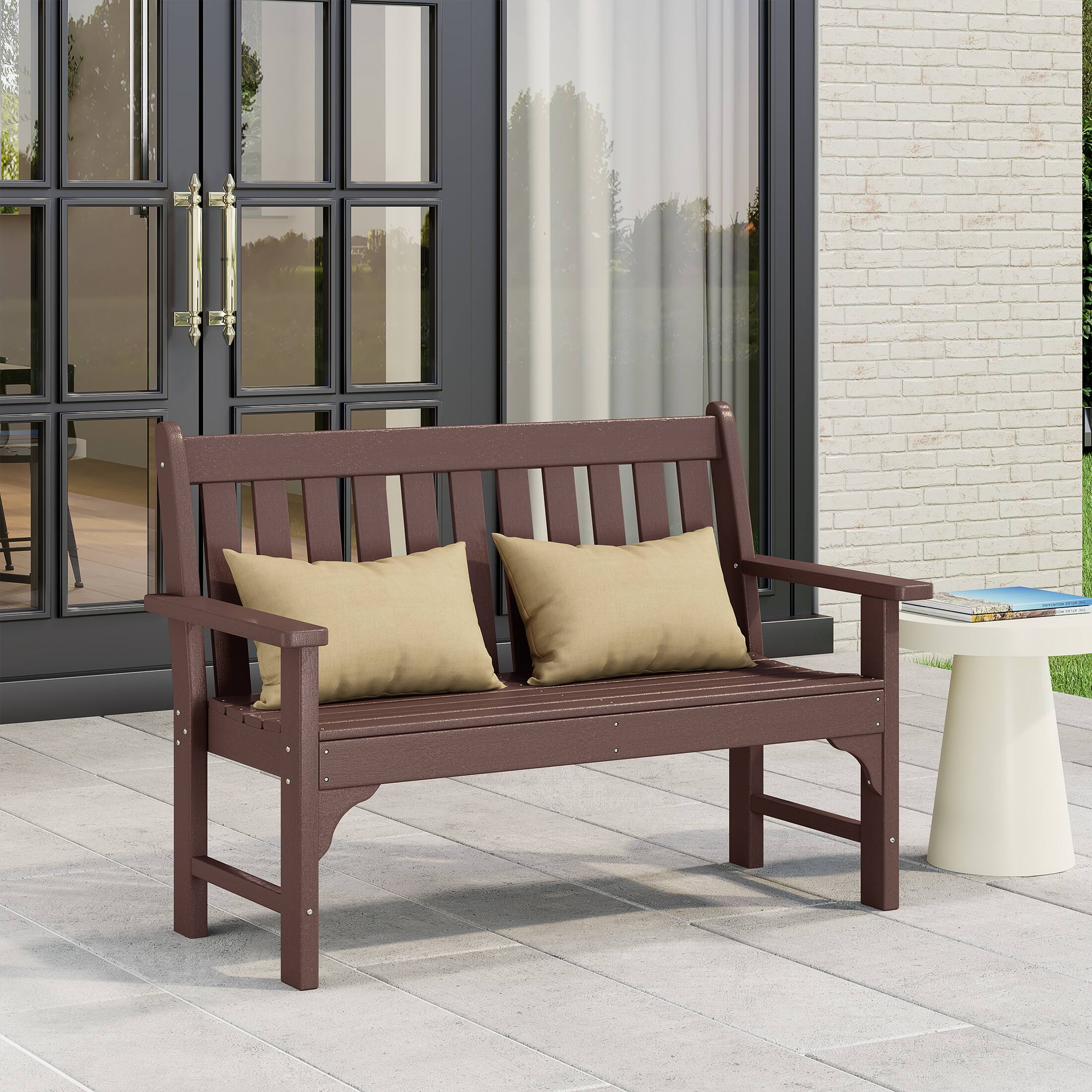Angle. WestinTrends - WestinTrends Malibu Outdoor 2-Person All-Weather HDPE Front Porch Garden Bench - Dark Brown.