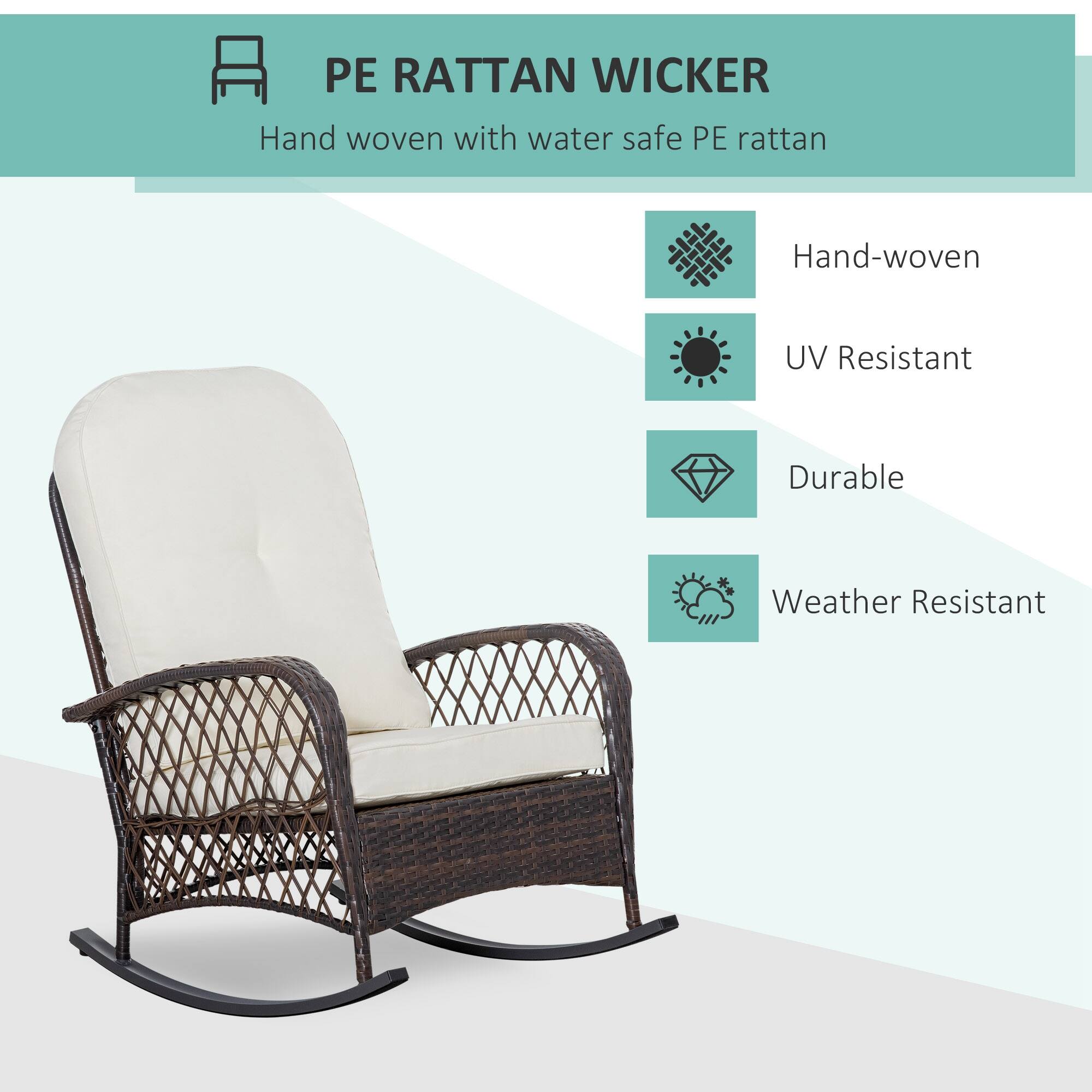 PE RATTAN WICKER  
Hand woven with water safe PE rattan  

- Hand-woven  
- UV Resistant  
- Durable  
- Weather Resistant