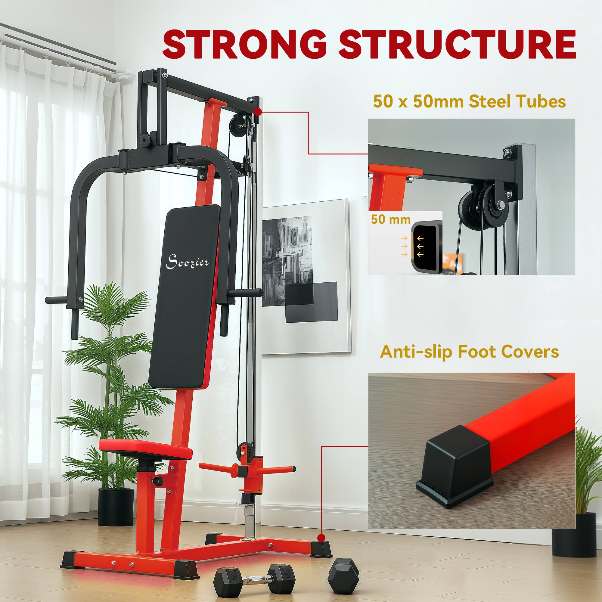 Soozier Fly and Chest Press Machine for Back, Pectoral Red A91