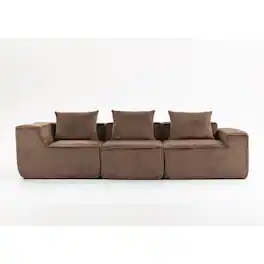 Resenkos - Sctional Couches Set, Soft Durable Corduroy Upholstery Sofa, Multi-Person Comfort, Cushions - Brown