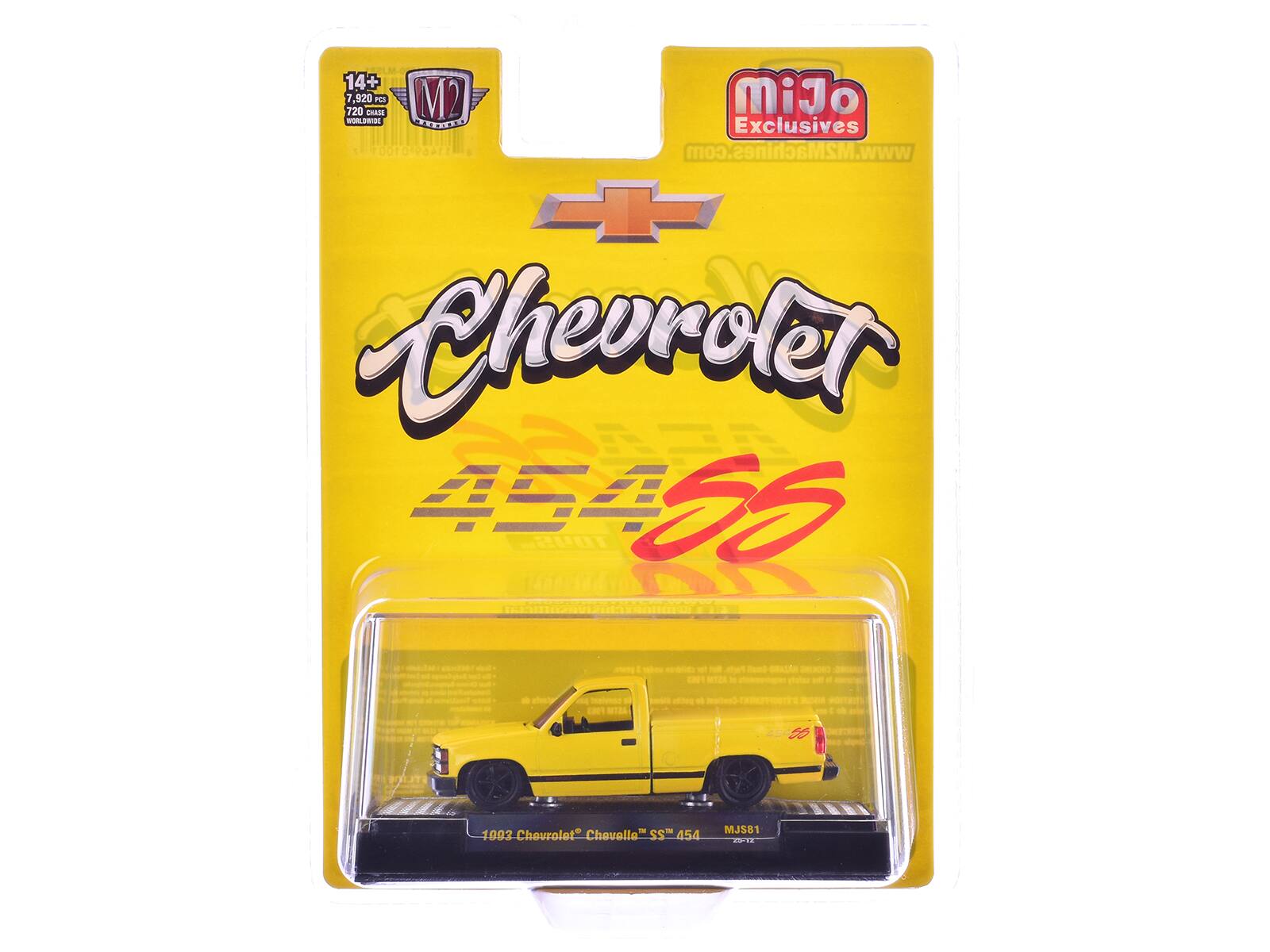 14+  
7,920 pcs  
720 pieces  
WORLDWIDE  

MiJo  
Exclusive  
www.M2Machines.com  

Chevrolet  
454 SS  

1003 Chevrolet® Chevelle™ SS™ 454  
MJS81