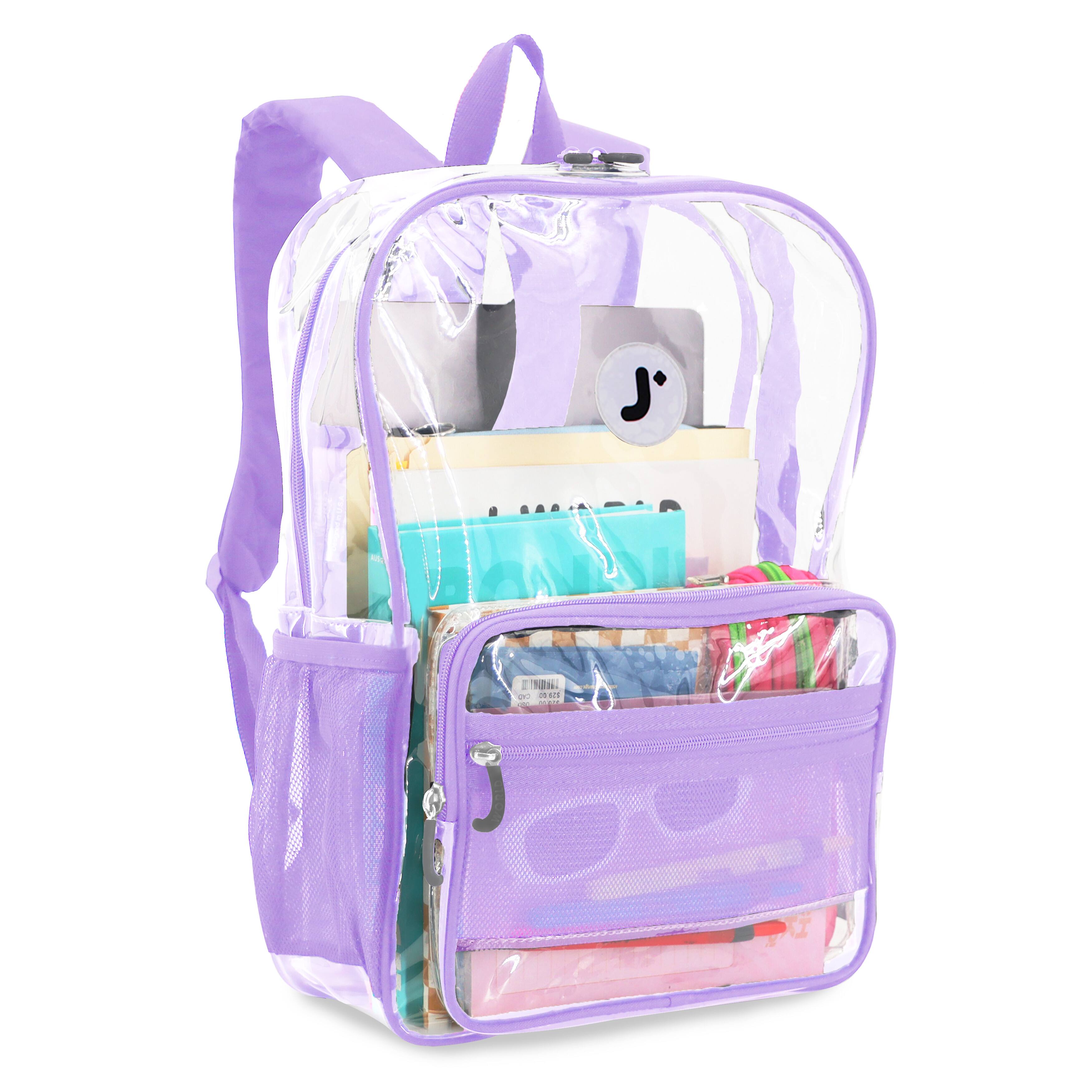 Angle. J World - J World Unisex Clear 17" Laptop Backpack, Clear - DIGITAL LAVENDER.