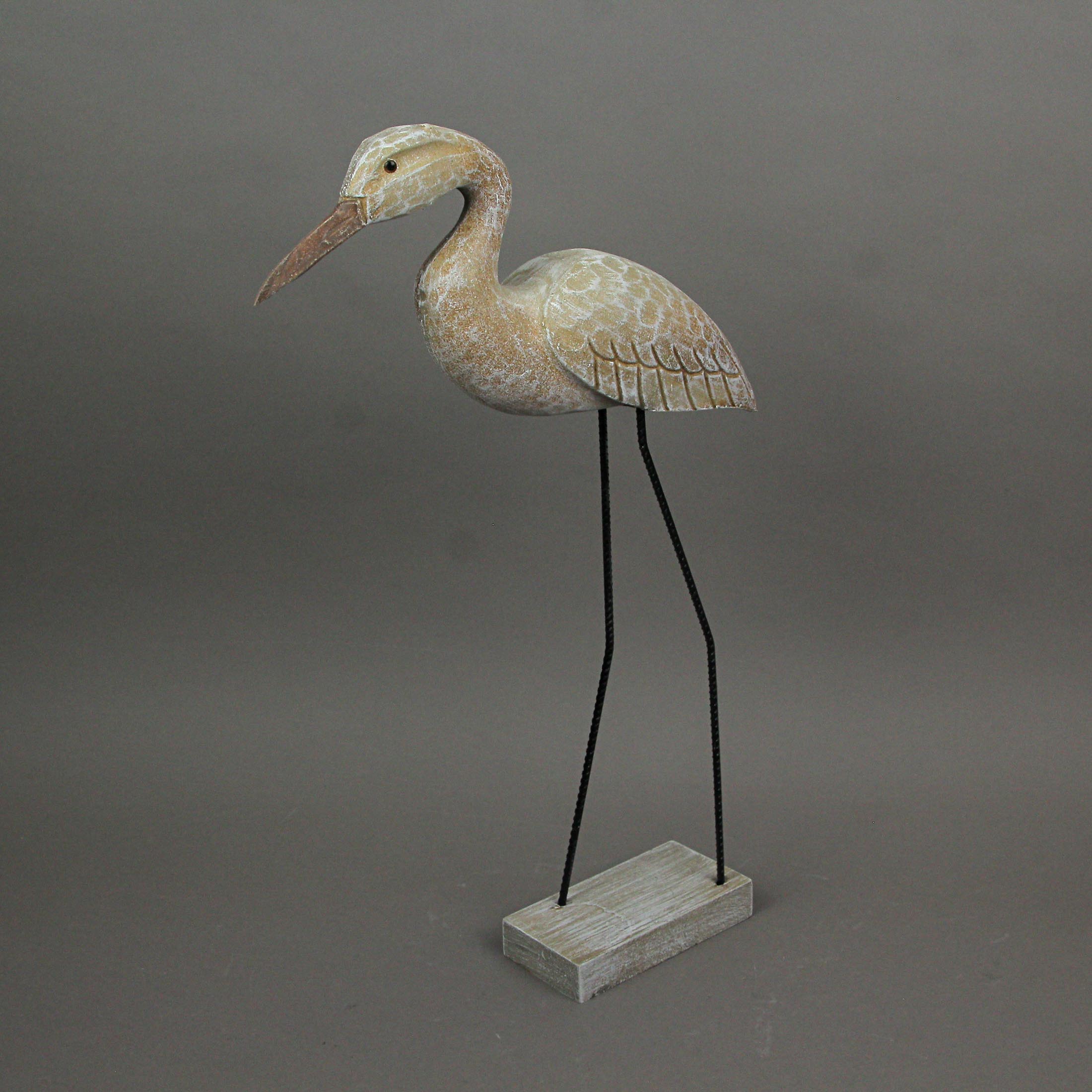 Alt View 3. J.D. Yeatts - 20 Inch Hand Carved White Washed Wood Heron Bird Statue Home Coastal Decor Sculpture - Brown.