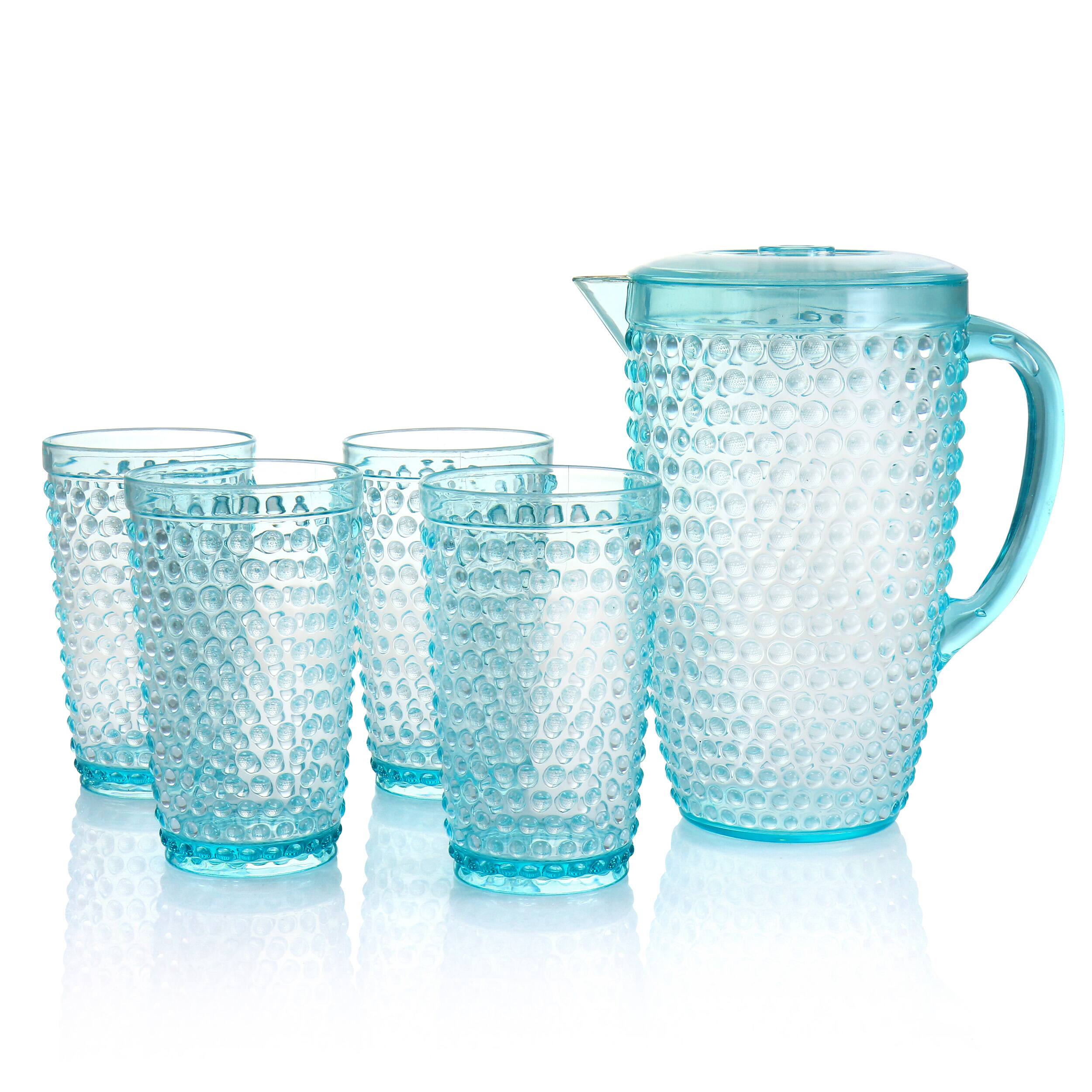 Alt View 1. Gibson - Gibson Home Malone 5 Piece Plastic Pitcher and Tumbler Set in Light Blue - Light Blue.