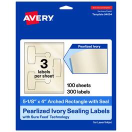Avery - Avery® Sealing Labels, 5-1/8" x 4", Pearlized Ivory, 300 Total