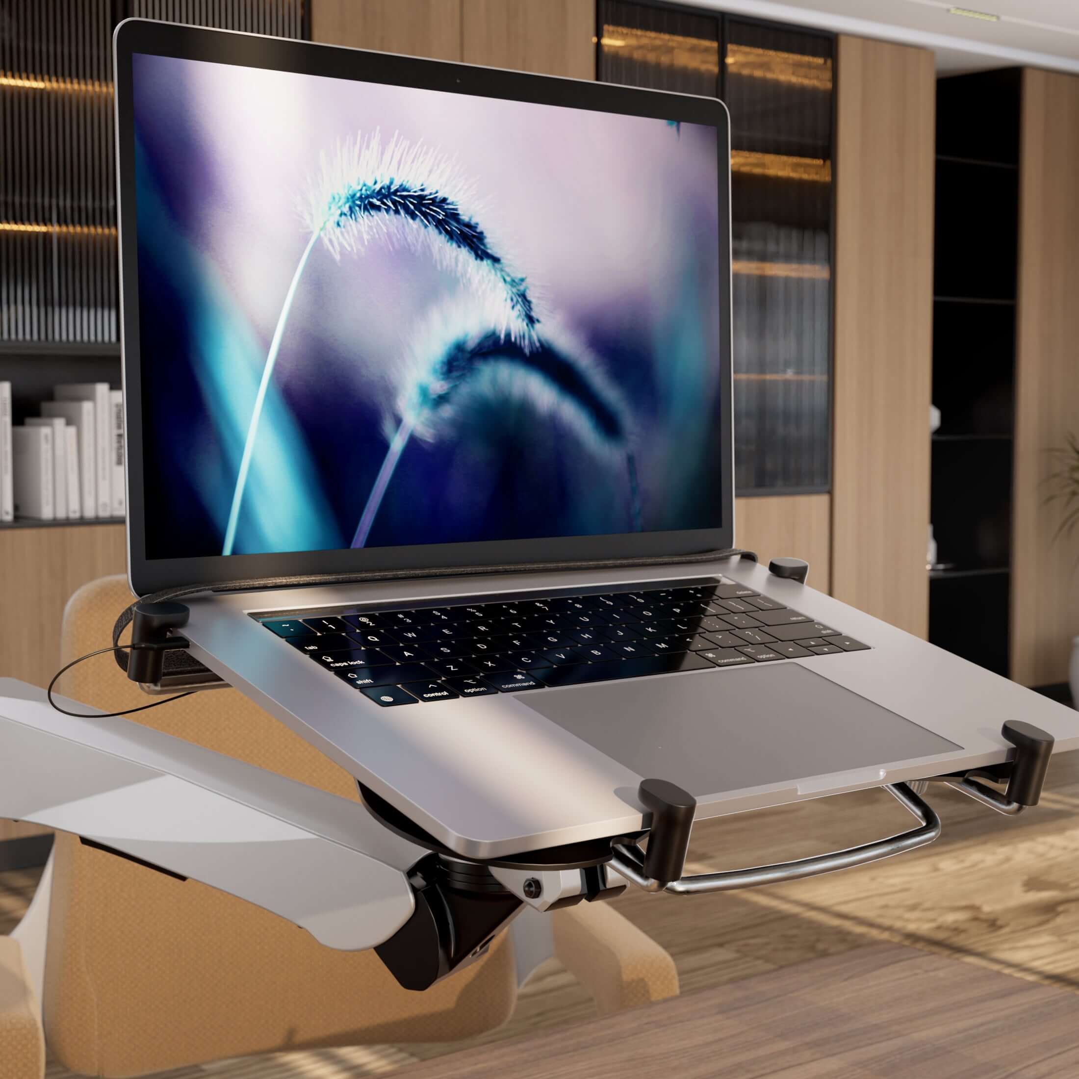 Alt View 7. Mount-It! - CLiX Series Full Motion Dual Monitor + Laptop Mount with Cooling Fan Adjustable Arms for 13"–32" Monitors - Silver.