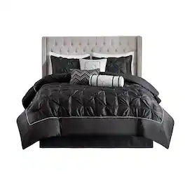 Gracie Mills - Shelby 7-Piece Padded Comforter Set - Black