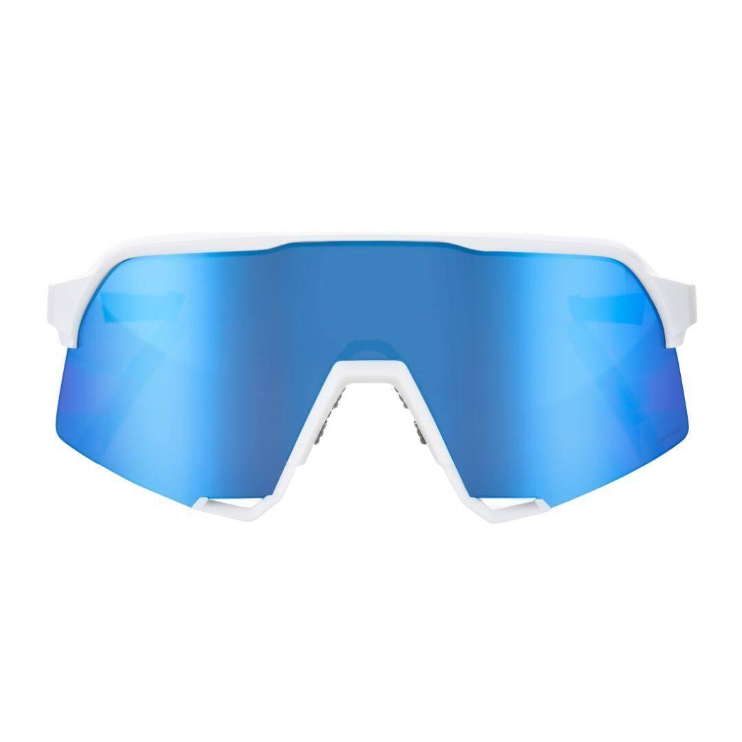 Left. 100% - S3 - Matte White - HiPER Blue Multilayer Mirror Lens - N/A.