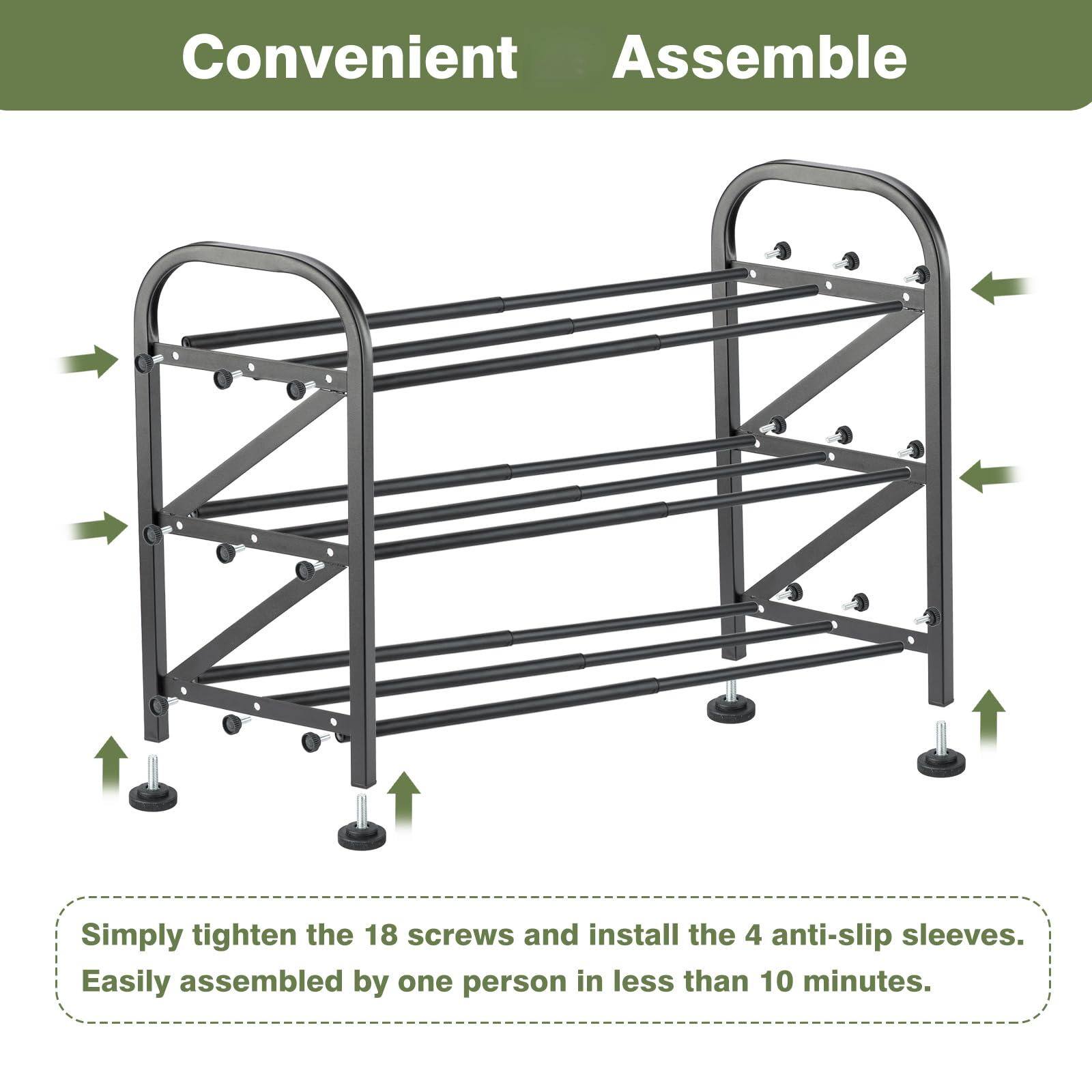 Convenient Assemble

Simply tighten the 18 screws and install the 4 anti-slip sleeves. Easily assembled by one person in less than 10 minutes.