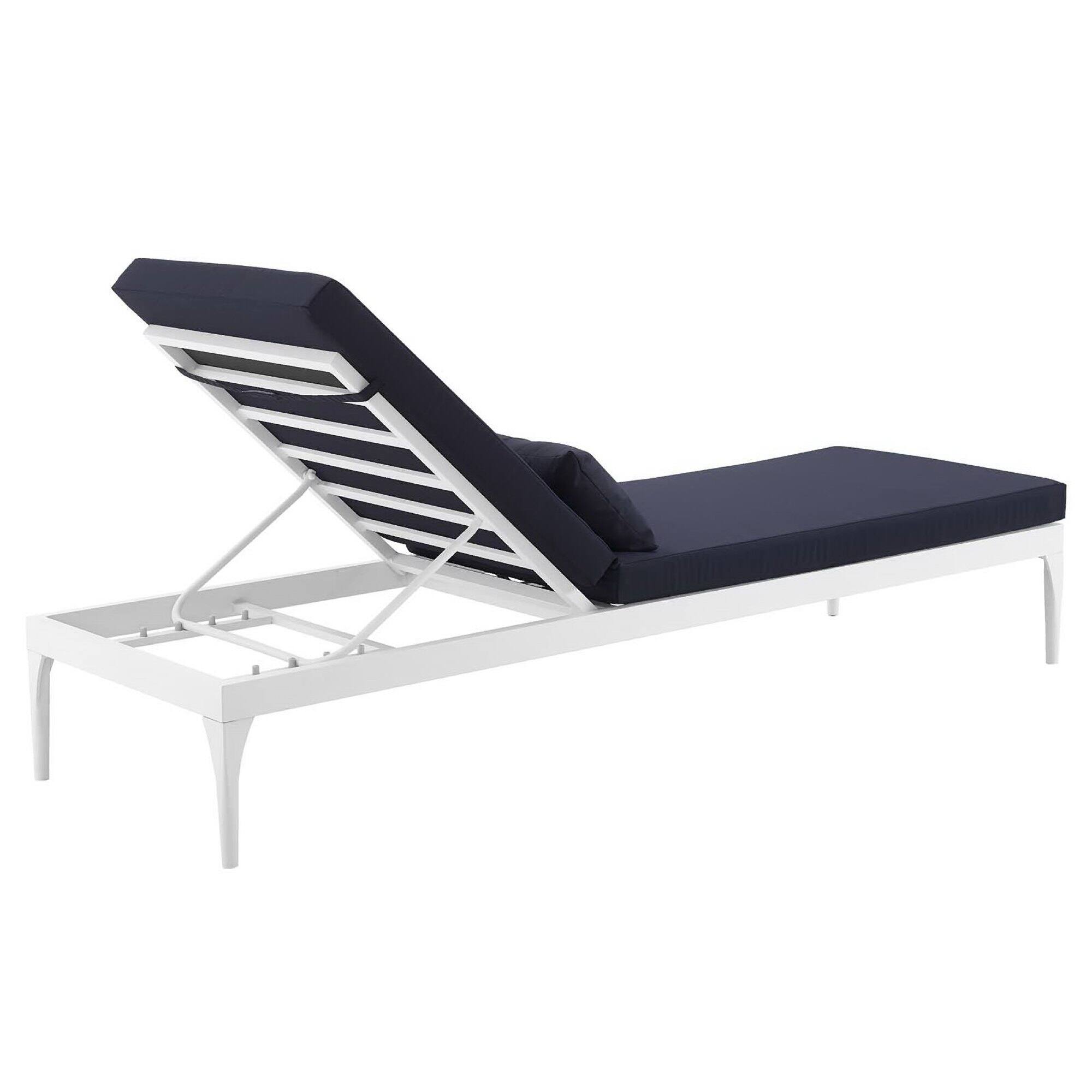 Alt View 2. Modway - Perspective Cushion Outdoor Patio Chaise Lounge Chair by Modway - White Navy.