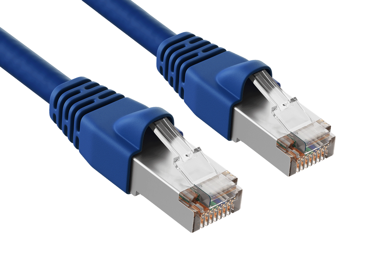 Front. Cable Leader - Cat 6a Ethernet Cable, Shielded F/UTP Patch Cord, 10 Gigabit RJ45, for Server Rack, Switch & NAS - Blue.