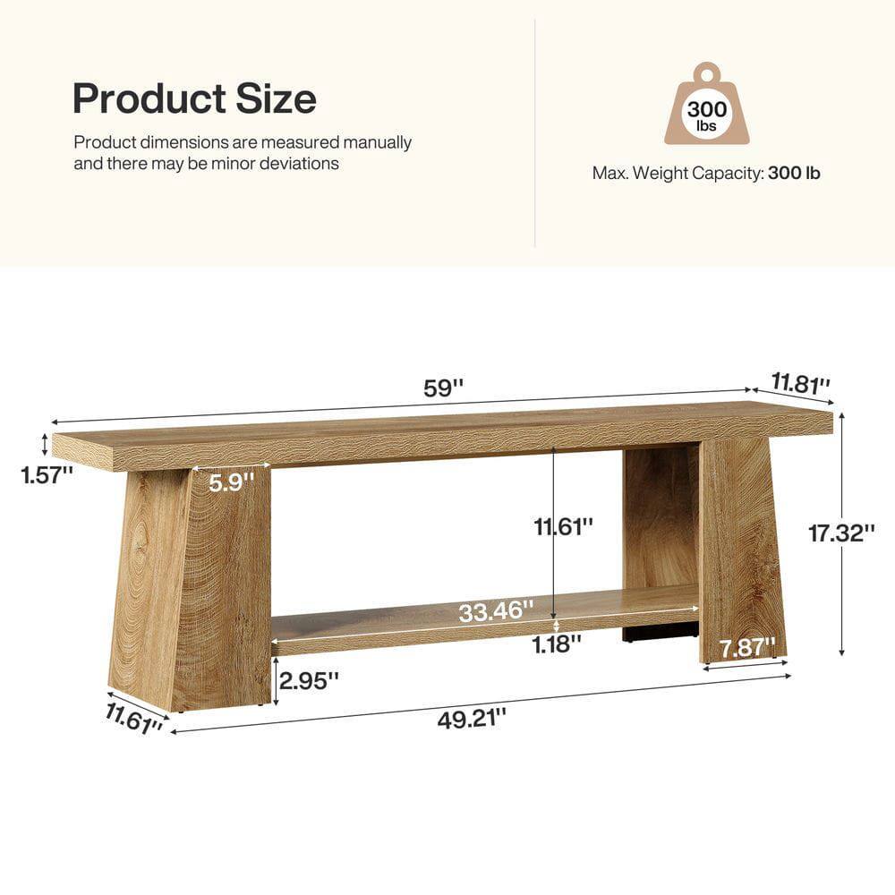 Product Size  
Product dimensions are measured manually and there may be minor deviations  

Max. Weight Capacity: 300 lb  

59"  
11.81"  
1.57"  
5.9"  
11.61"  
17.32"  
11.61"  
2.95"  
33.46"  
1.18"  
49.21"  
7.87"