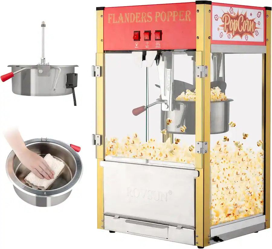 Powder Popper Machine Winado Commercial Popcorn Popper Machine 12 Oz Countertop Popcorn Maker ...